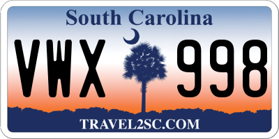 SC license plate VWX998