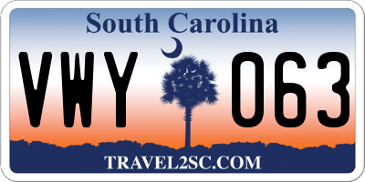 SC license plate VWY063