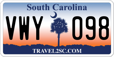 SC license plate VWY098