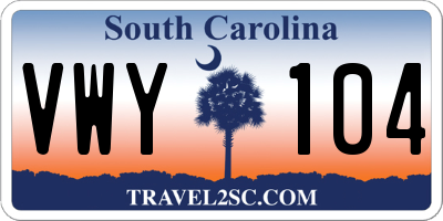 SC license plate VWY104
