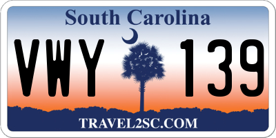 SC license plate VWY139