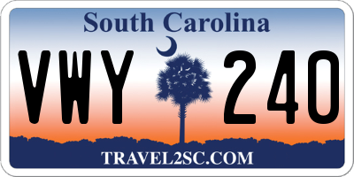 SC license plate VWY240