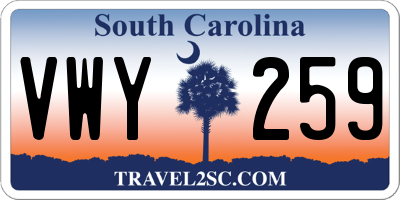 SC license plate VWY259