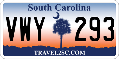 SC license plate VWY293