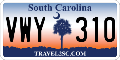 SC license plate VWY310
