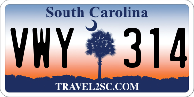 SC license plate VWY314