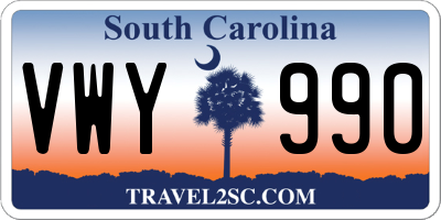 SC license plate VWY990