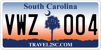 SC license plate VWZ004