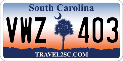 SC license plate VWZ403