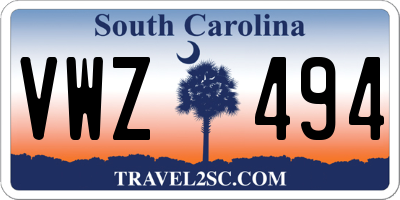 SC license plate VWZ494