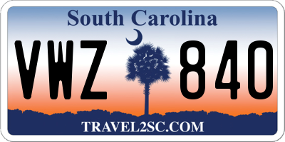 SC license plate VWZ840