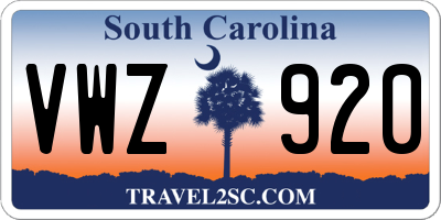 SC license plate VWZ920