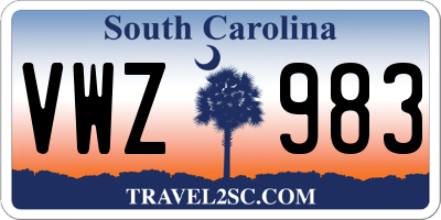 SC license plate VWZ983