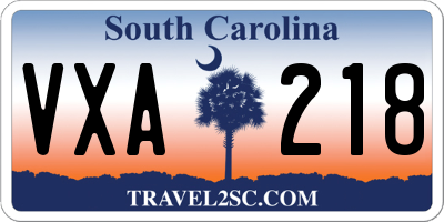 SC license plate VXA218