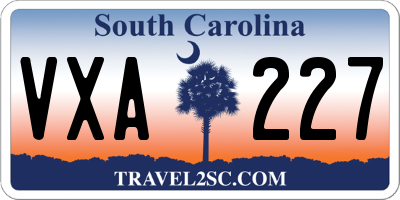 SC license plate VXA227