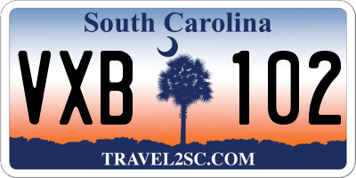 SC license plate VXB102