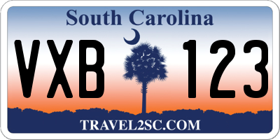 SC license plate VXB123