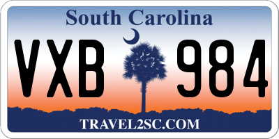 SC license plate VXB984