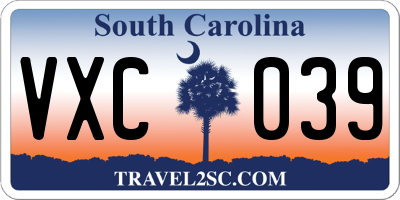 SC license plate VXC039