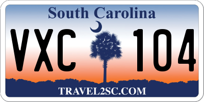 SC license plate VXC104