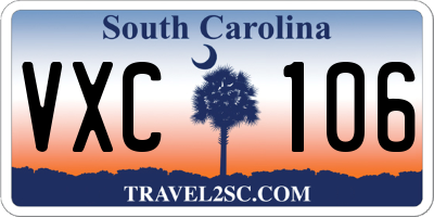 SC license plate VXC106