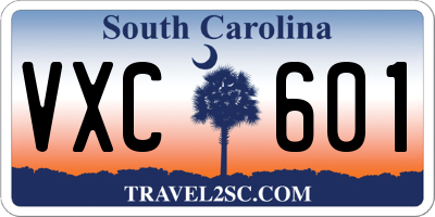 SC license plate VXC601