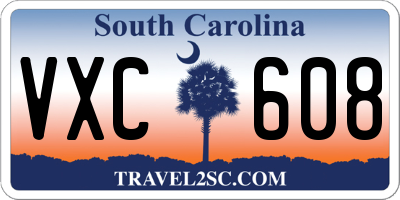 SC license plate VXC608
