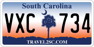 SC license plate VXC734