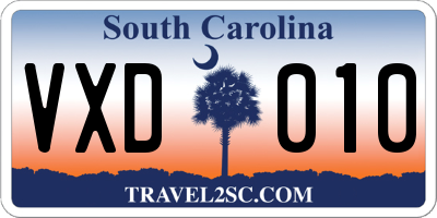 SC license plate VXD010