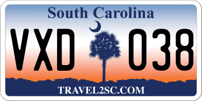 SC license plate VXD038
