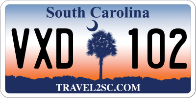 SC license plate VXD102