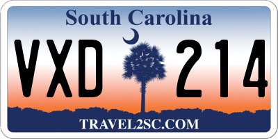 SC license plate VXD214