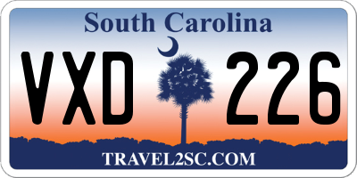 SC license plate VXD226