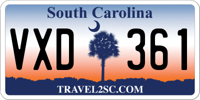 SC license plate VXD361