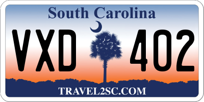 SC license plate VXD402