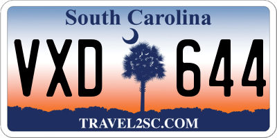 SC license plate VXD644