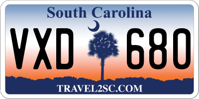 SC license plate VXD680