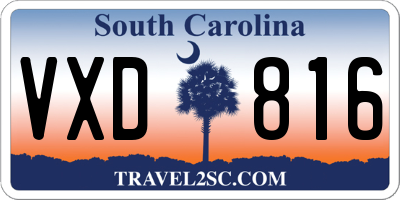 SC license plate VXD816
