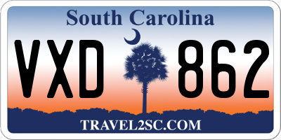 SC license plate VXD862