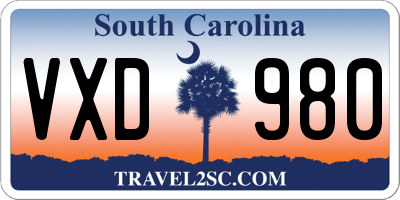 SC license plate VXD980