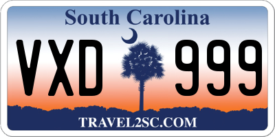 SC license plate VXD999
