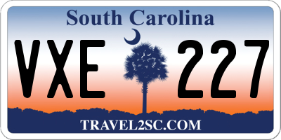 SC license plate VXE227