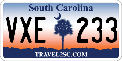 SC license plate VXE233