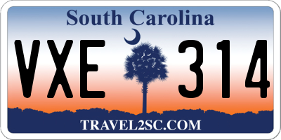 SC license plate VXE314
