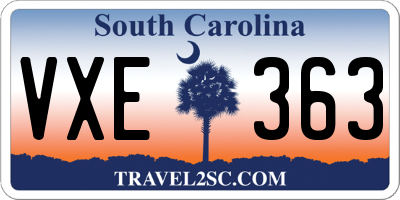 SC license plate VXE363