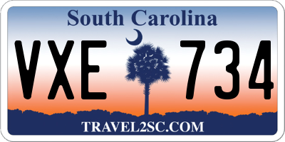 SC license plate VXE734
