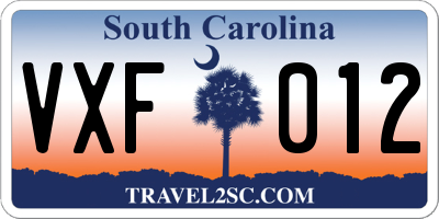 SC license plate VXF012