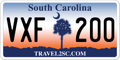 SC license plate VXF200