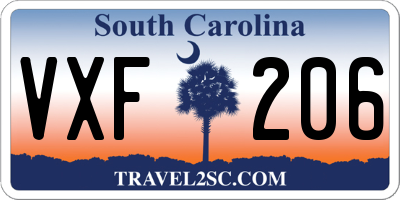 SC license plate VXF206