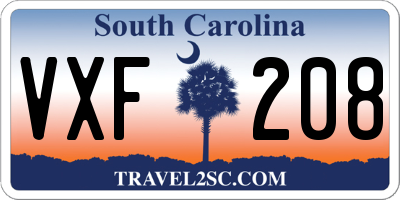 SC license plate VXF208